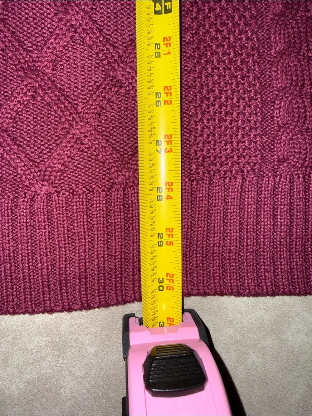 Crown & Ivy 3XL Burgundy Cable Knit 1/4 Zip Sweater